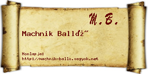 Machnik Balló névjegykártya